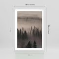 Plakat w ramie 50x70 - Mglista Opowieść Lasu - las, mgła - rama biała