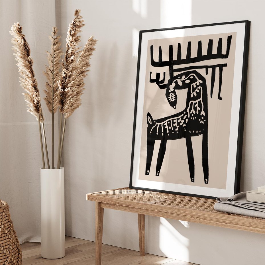 Plakat bez ramy 40x50 - Konturem Zdefiniowany - skandynawska sztuka, jeleń