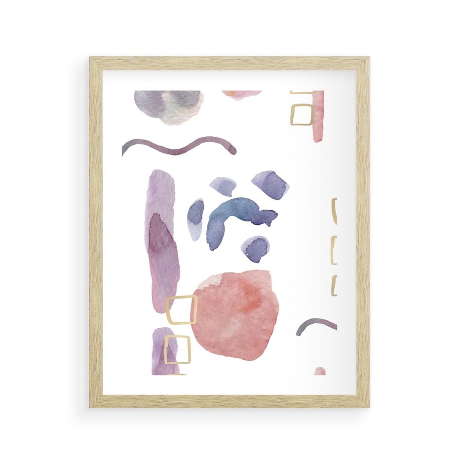 Plakat w ramie 40x50 - Boho Widokowe Impresje - abstrakcyjny palakt, akwarelowe plamy - rama drewno