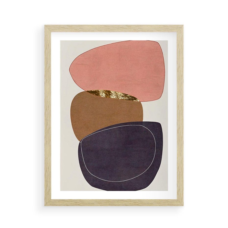 Plakat w ramie 50x70 - Rozkwitające Przenikające Formy - abstrakcyjny obraz, geometryczne formy - rama drewno