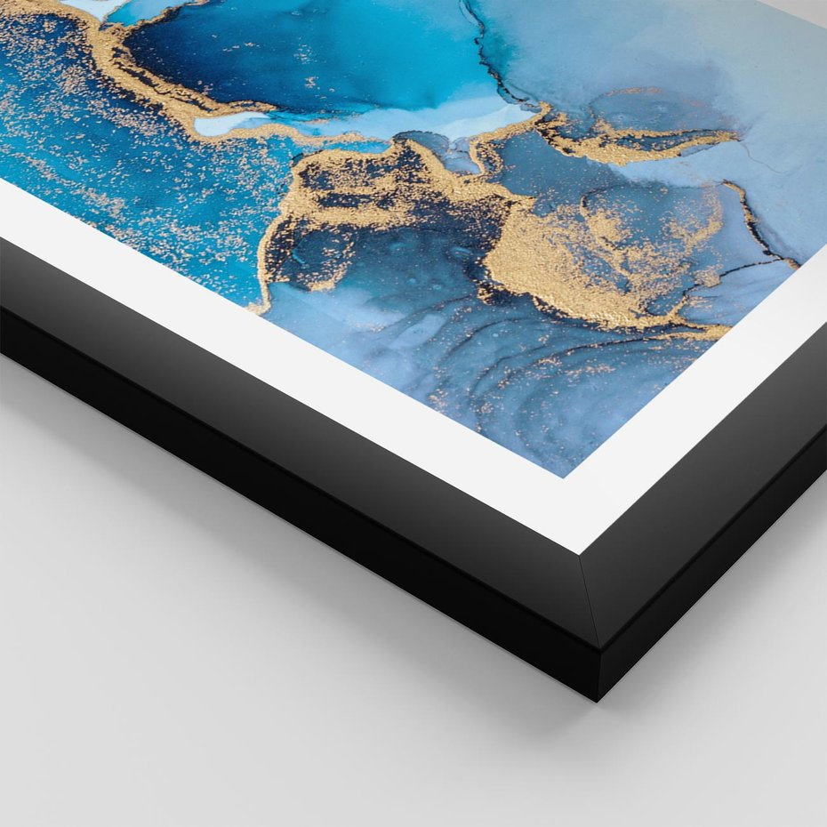 Plakat w ramie 40x50 - Elegancja i Wyrafinowanie - marmur, złoto - rama czarna