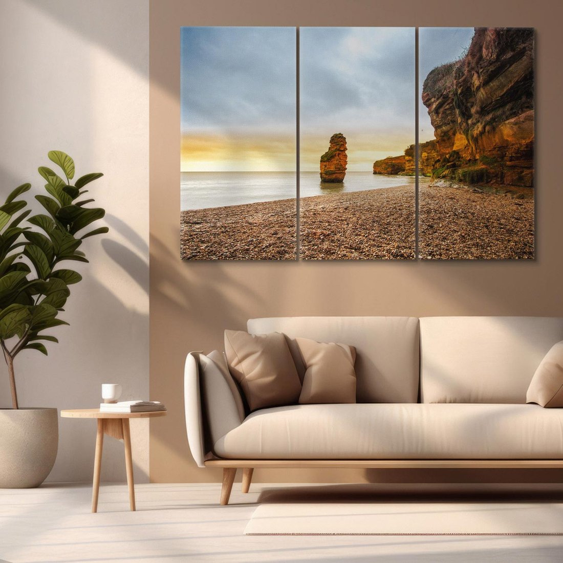Obraz na płótnie 120x80 - Plaża Morza z Skałami - plaża, morze