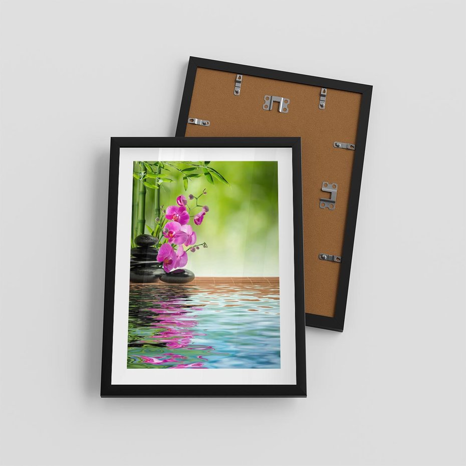 Plakat w ramie 30x40 - Oaza Storczyka i Wody - spa, storczyk - rama czarna
