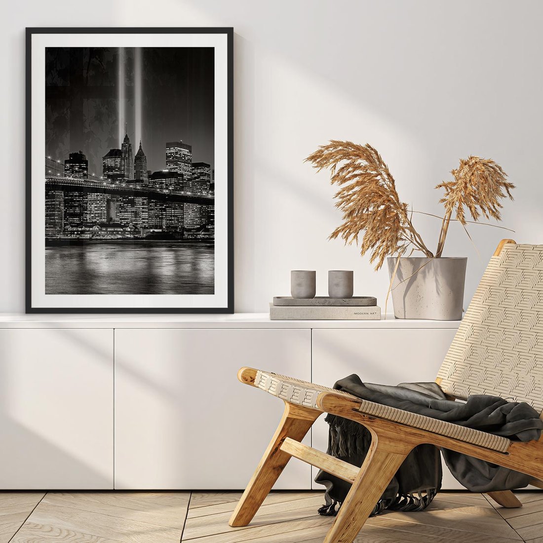 Plakat w ramie 50x70 - Miasto ożywione nocą - miasto, noc - rama czarna