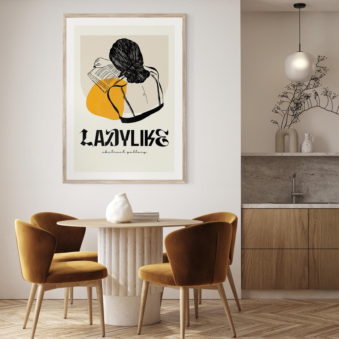 Plakat w ramie 50x70 - Kobiecość w Literach - grafika, nowoczesność - rama drewno