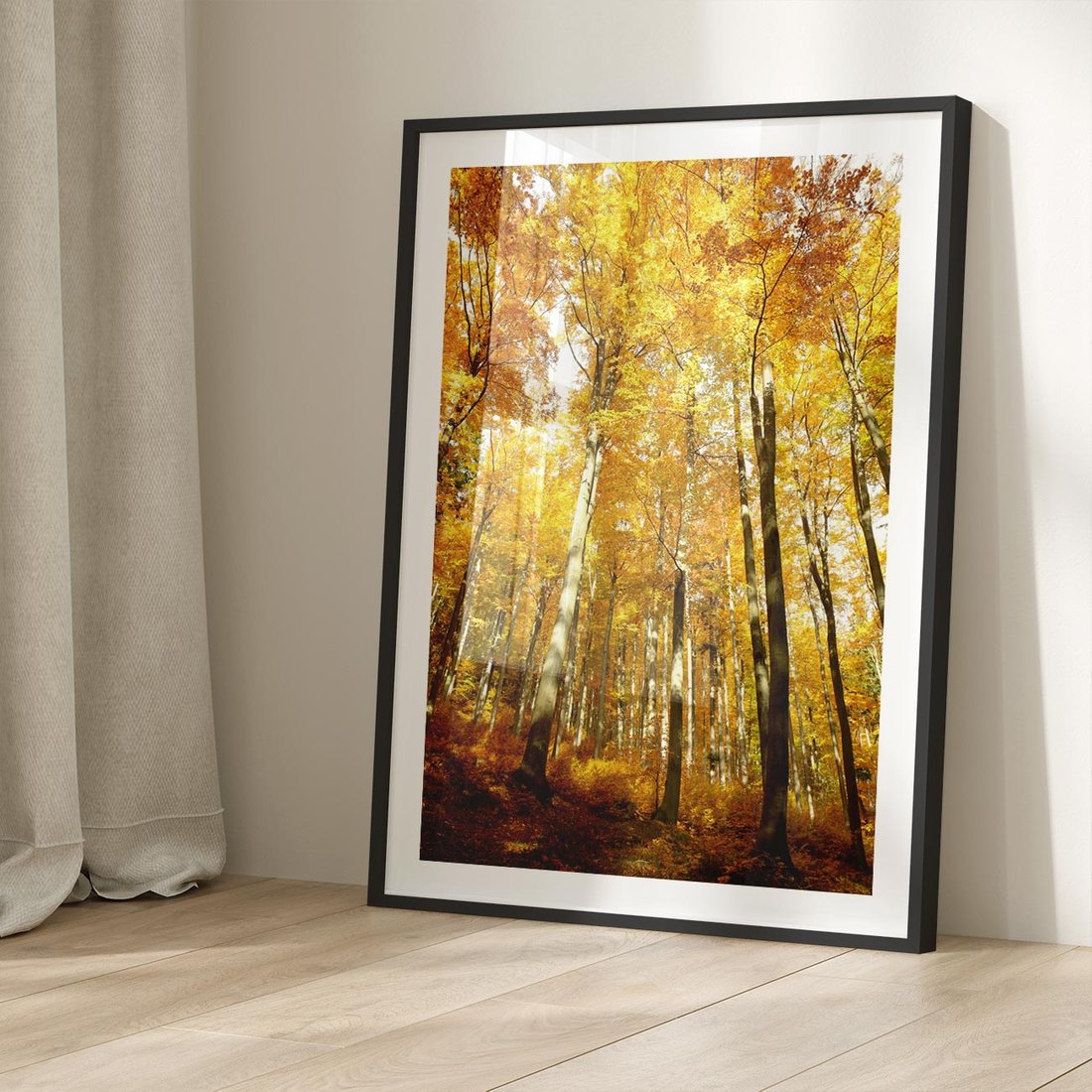 Plakat w ramie 30x40 - Jesienny Las - Kolorowa Paleta Natury - jesień, drzewa - rama czarna