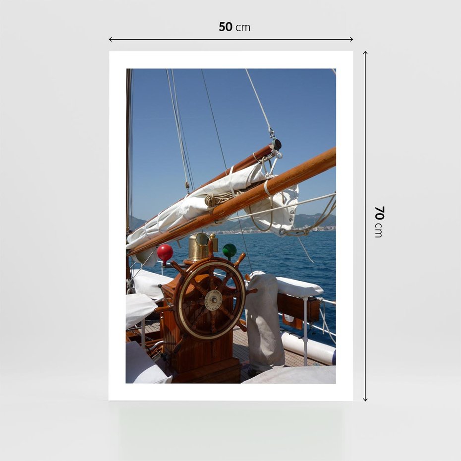Plakat bez ramy 50x70 - Podróż Morska - statek, ster