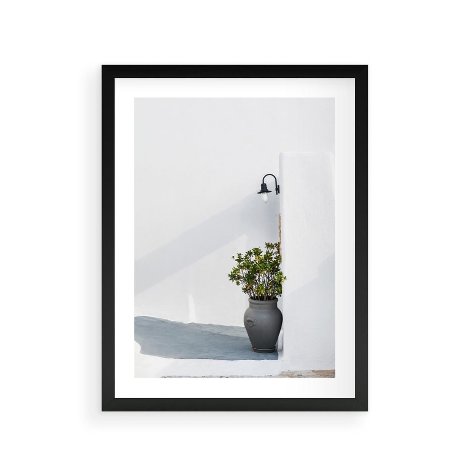 Plakat w ramie 30x40 - Błękitne wybrzeże - Santorini, Grecja - rama czarna