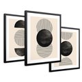 Zestaw obrazy w ramie 30x40 galeria - Geometryczne, grafiki, czarno, biały - rama czarna