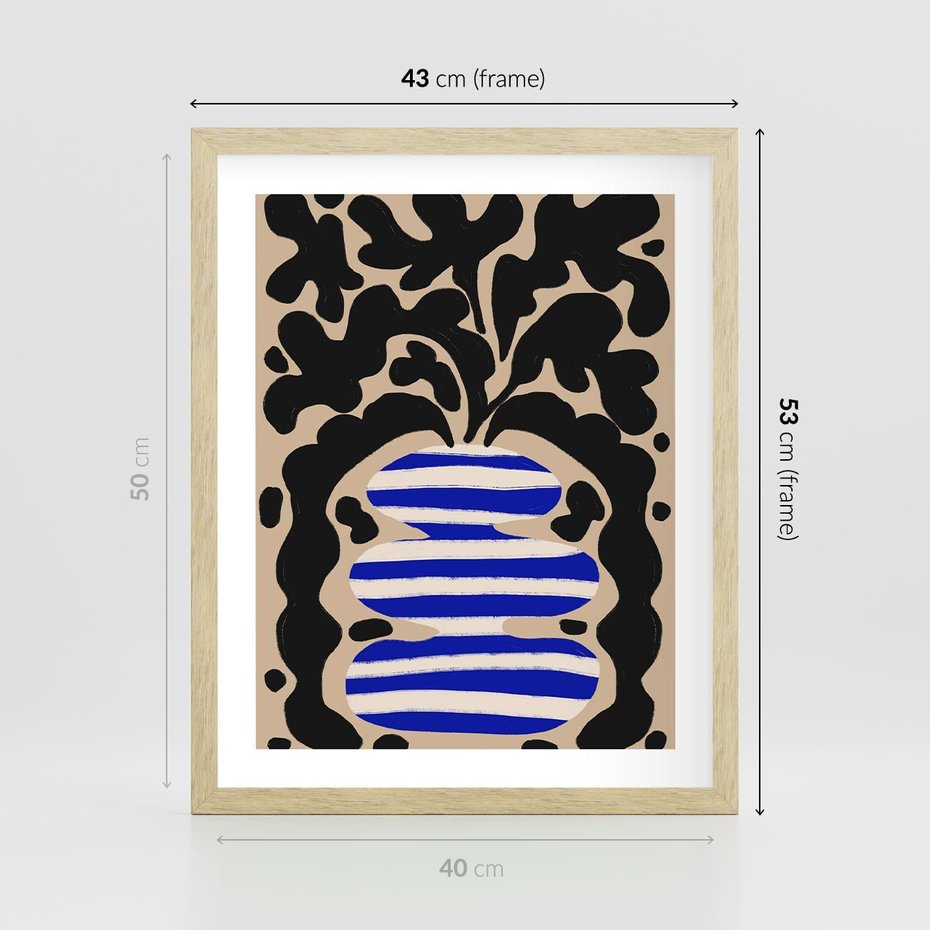 Plakat w ramie 40x50 - Boho Wizje - abstrakcyjny plakat, ciekawe formy - rama drewno