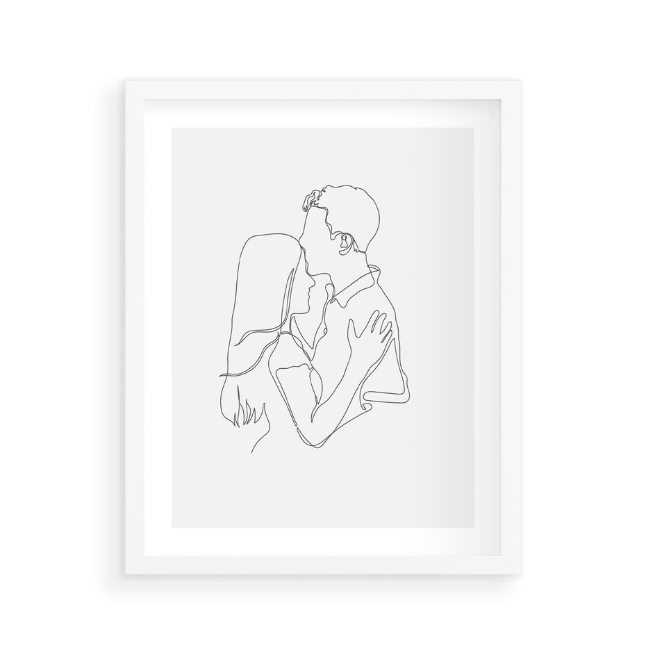 Plakat w ramie 40x50 - Bezgraniczne Przenikanie - para zakochanych, kobieta i mężczyzna - rama biała
