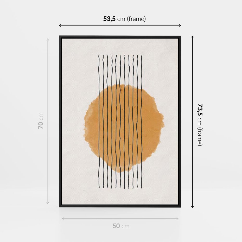 Obraz w ramie 50x70 - Taniec Emocji - abstrakcyjne akwarelowe plamy, nieregularne kreski - rama czarna