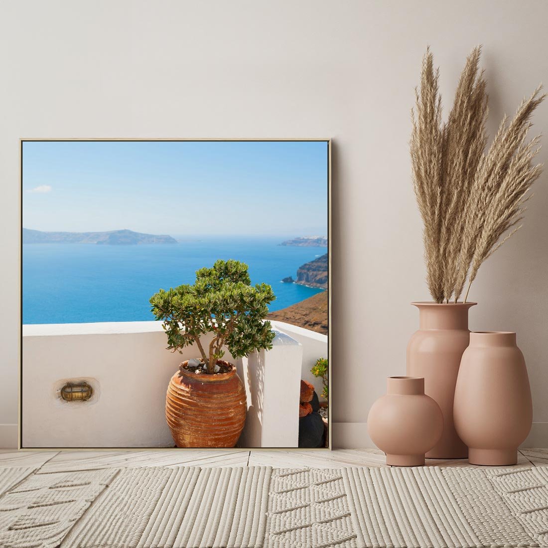 Obraz w ramie 50x50 - Santorini - oaza greckiej wyspy - Santorini, grecka - rama drewno