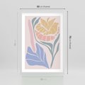 Plakat w ramie 50x70 - Wyjątkowe Ukojenie - pastelowe kwiaty, na beżowym tle - rama biała