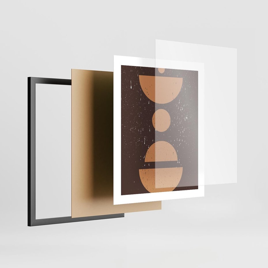 Plakat w ramie 40x50 - Impulsy Przestrzeni - mid century styl, nowoczesna grafika - rama czarna