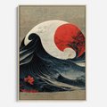 Obraz w ramie 50x70 - Requiem dla marzeń - sztuka japońska, fale oceanu - rama drewno