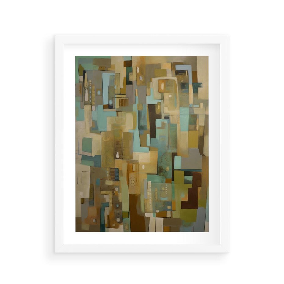 Plakat w ramie 40x50 - Kolorowe Wyobrażenia - abstrakcyjny obraz, mnogość kolorów - rama biała