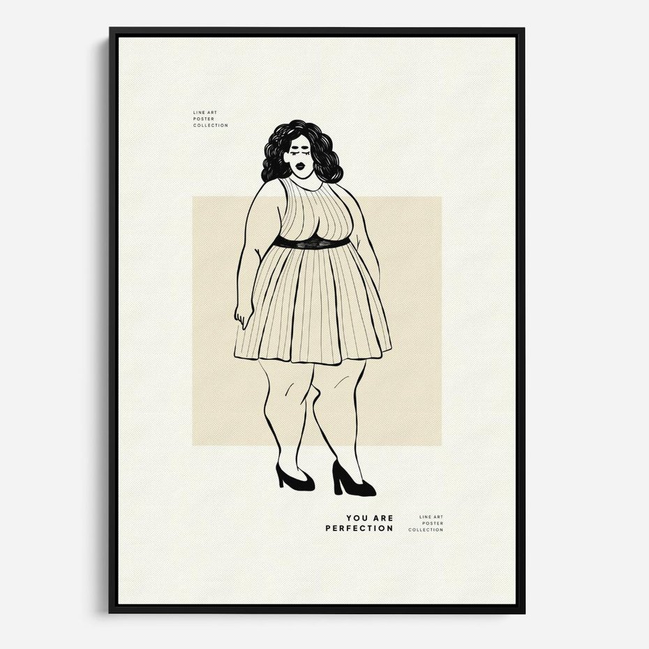 Obraz w ramie 70x100 - Ekspresja Wewnętrznych Emocji - kobieta, samoakceptacja - rama czarna