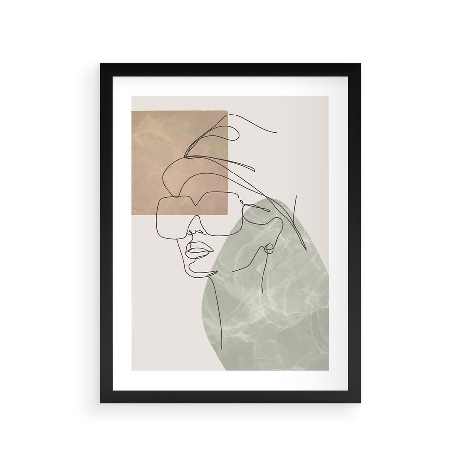 Plakat w ramie 30x40 - Geometria i Szkic - nowoczesny obraz, grafika - rama czarna