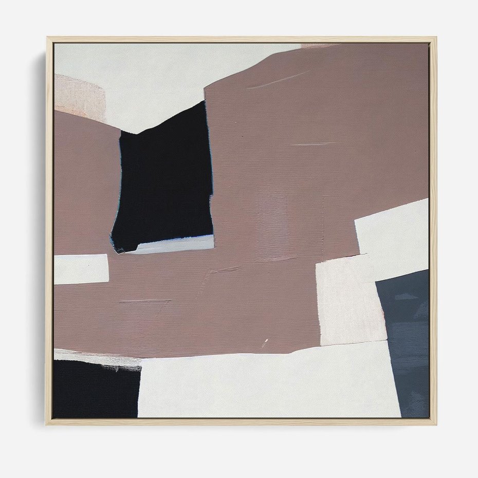 Obraz w ramie 50x50 - Wyrażona cisza abstrakcji - abstrakcyjne, nieregularne kształty - rama drewno