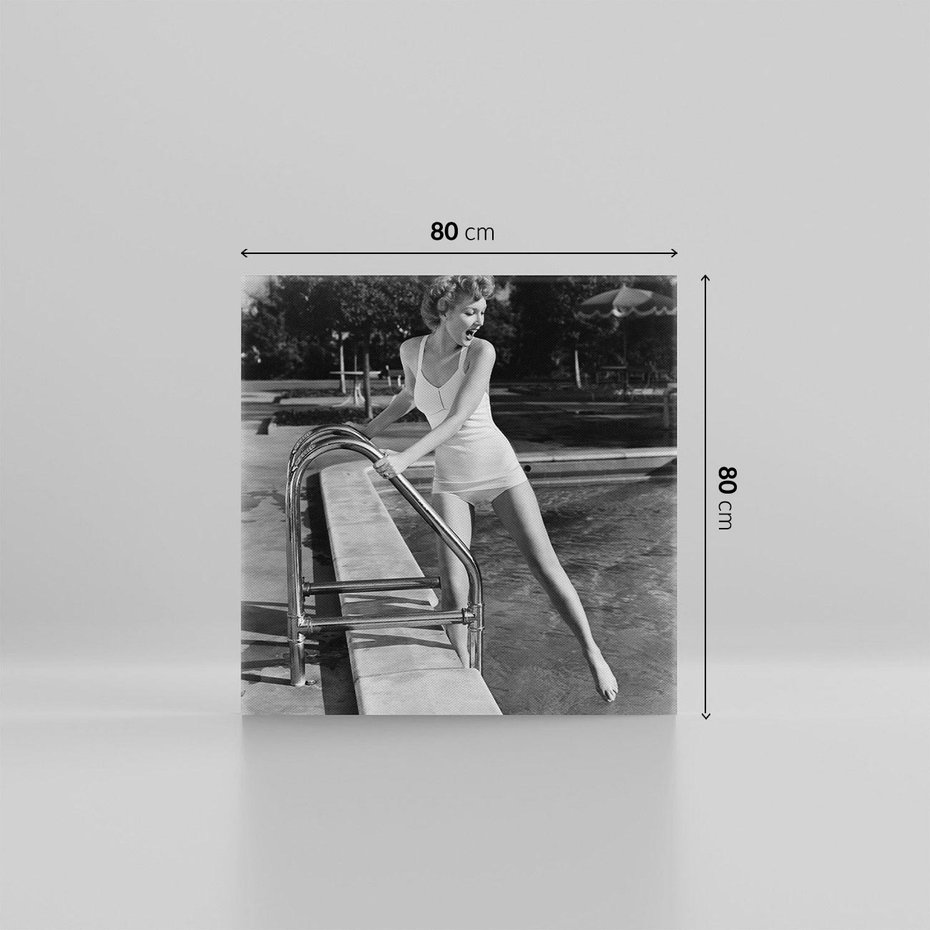 Obraz na płótnie 80x80 - Retro Basen - retro zdjęcie, czarno białe