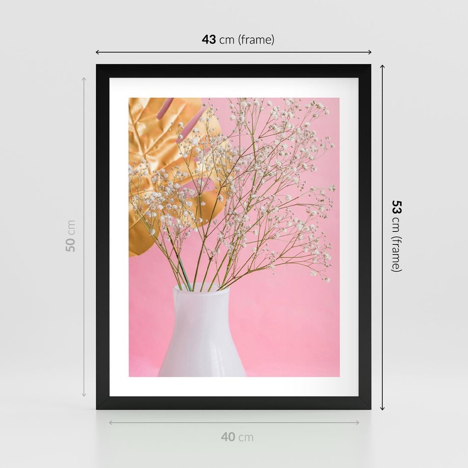 Plakat w ramie 40x50 - Przyjemność Złotej Natury - złote, liście - rama czarna