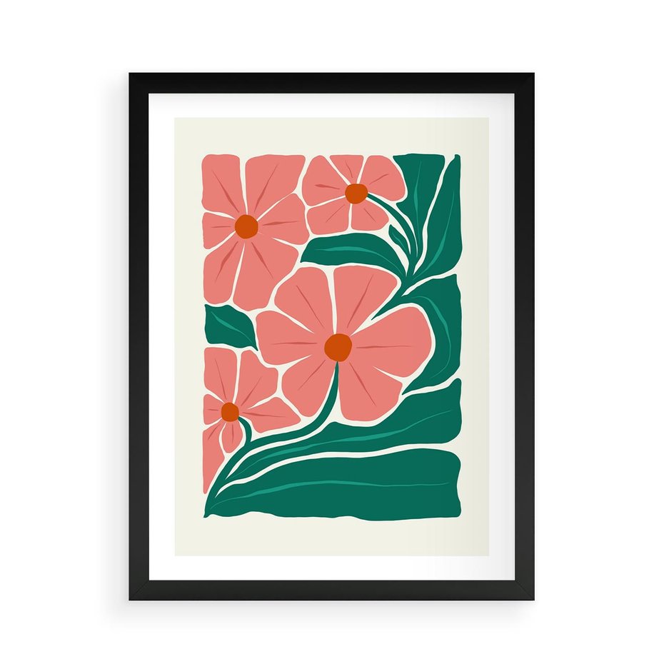 Plakat w ramie 50x70 - Energiczne Opowieści - kwiaty, sztuka nowoczesna - rama czarna