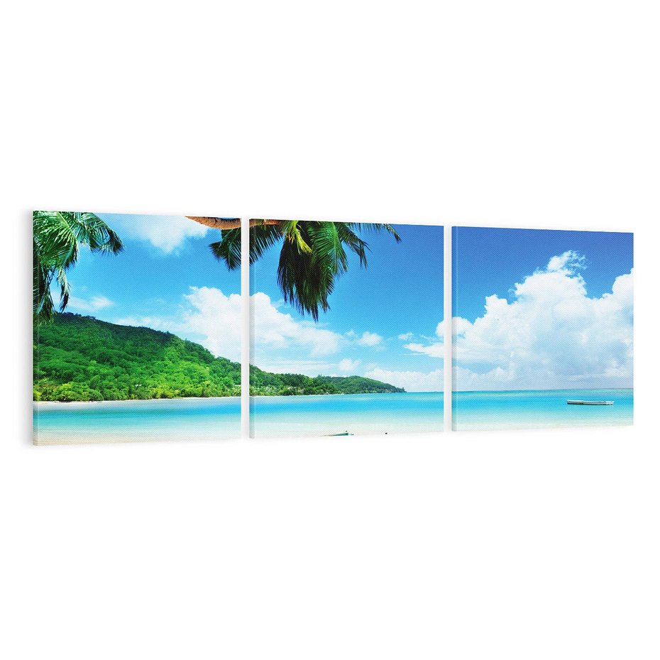Obraz na płótnie 120x40 - Raj na plaży z palmami - plaża, palma
