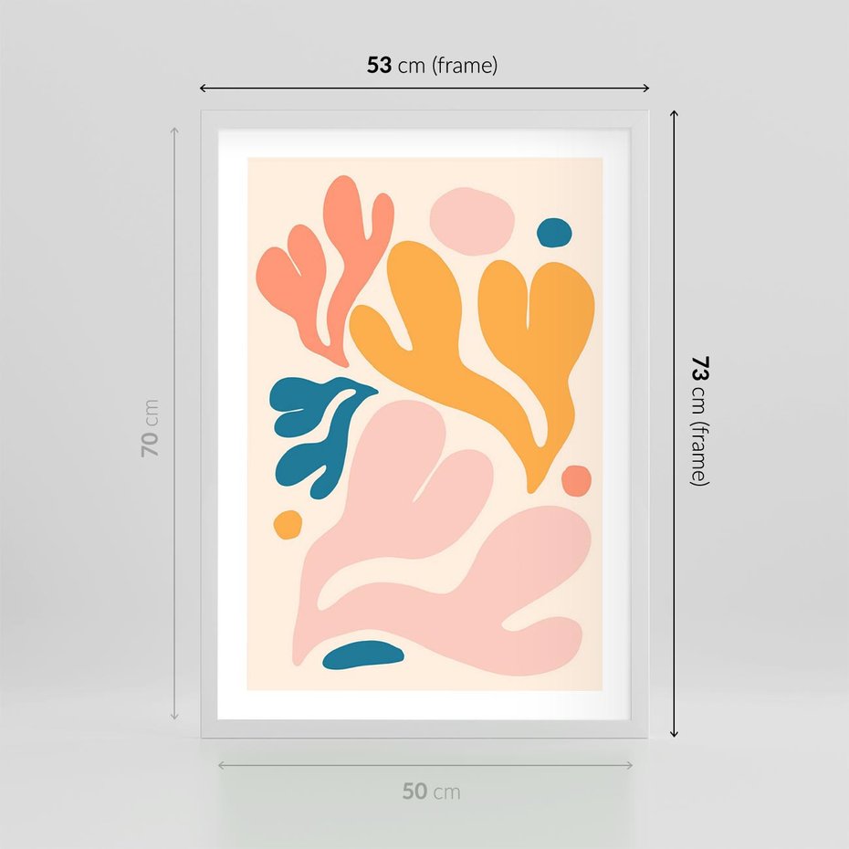 Plakat w ramie 50x70 - Granice Inspiracji - abstrakcyjne dziwne formy, nowoczesny plakat - rama biała