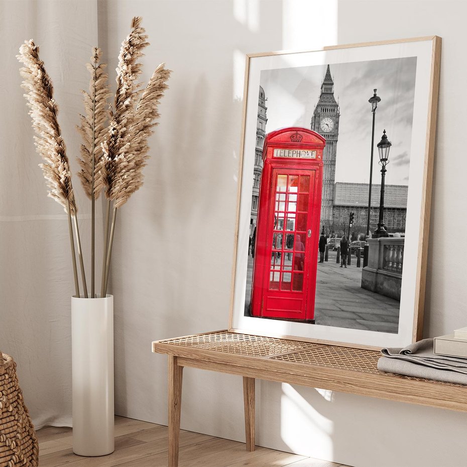Plakat w ramie 50x70 - Budka w Londynie - Londyn, budka - rama drewno
