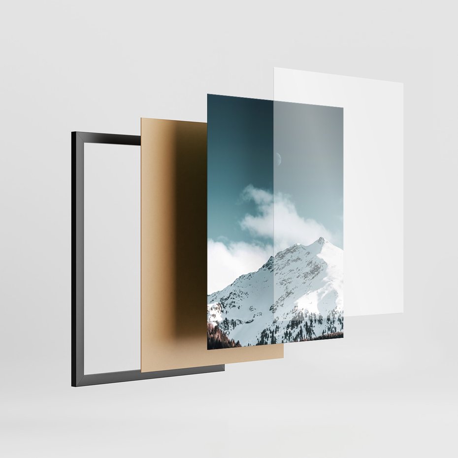 Zestaw obrazy w ramie 30x40 galeria - Zima, w, górach, droga, perspektywa - rama czarna