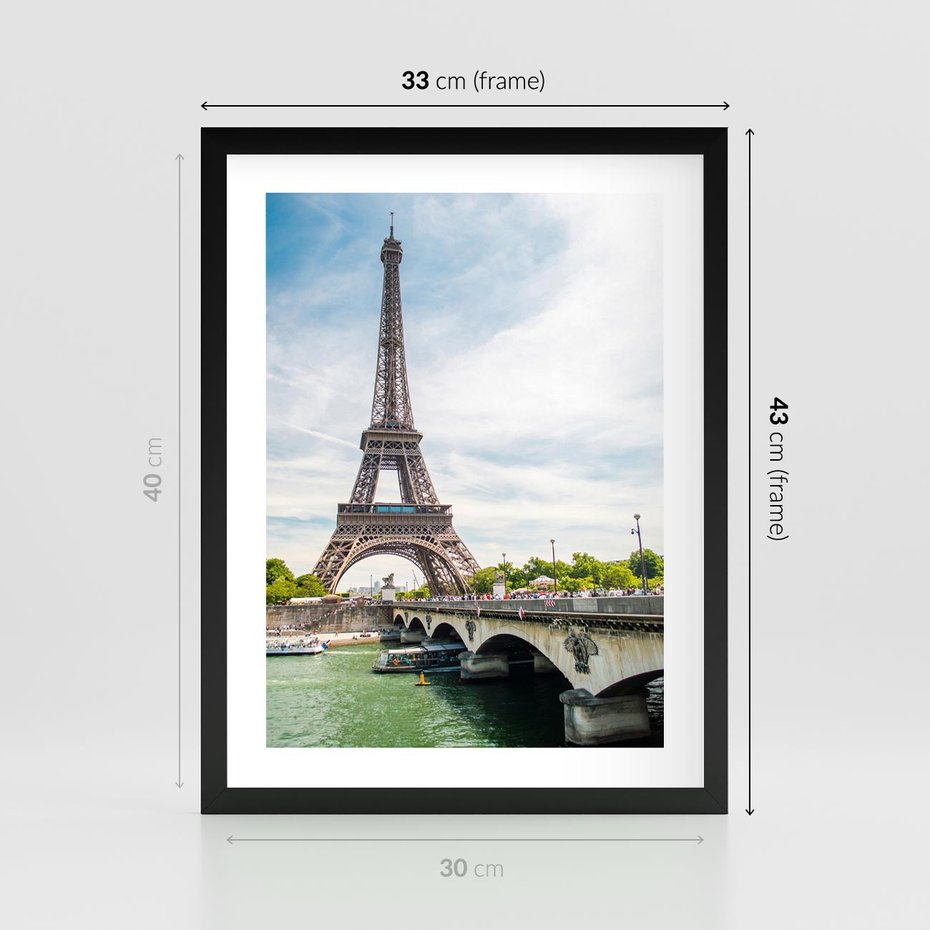 Plakat w ramie 30x40 - Ikona Romantyzmu - Eiffla, Francja - rama czarna