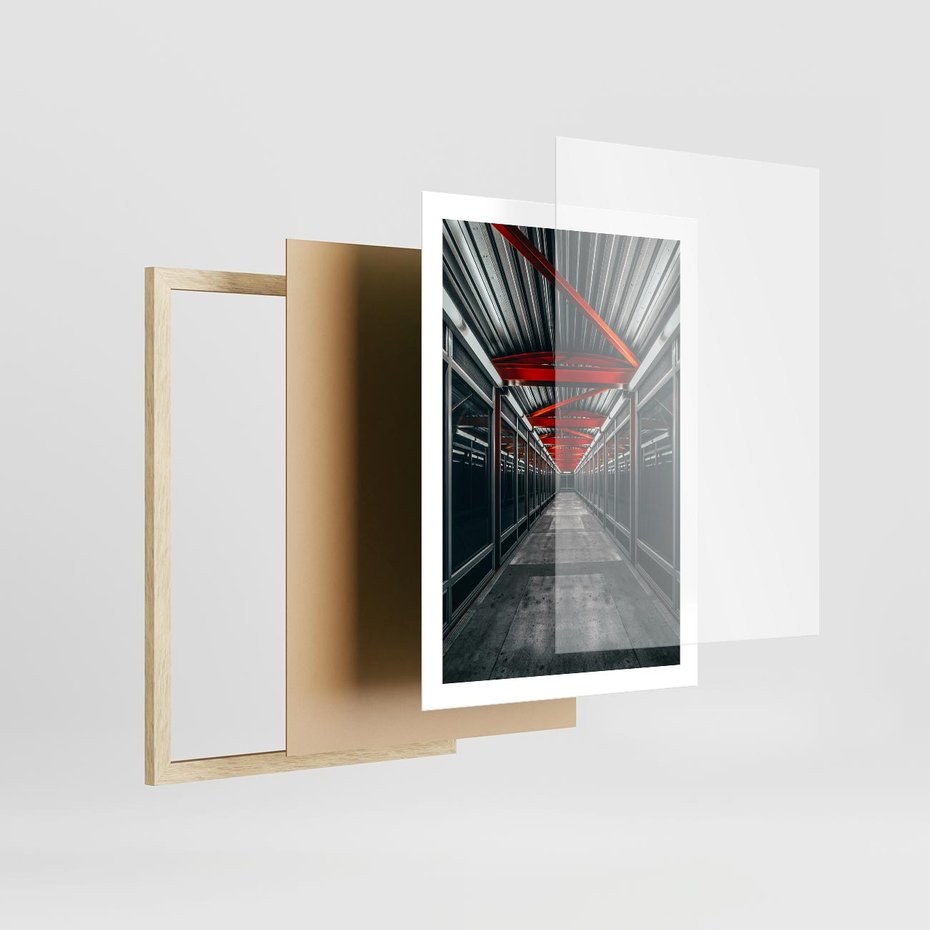 Plakat w ramie 50x70 - Nieskończoność Przestrzeni - korytarz, perspektywa - rama drewno