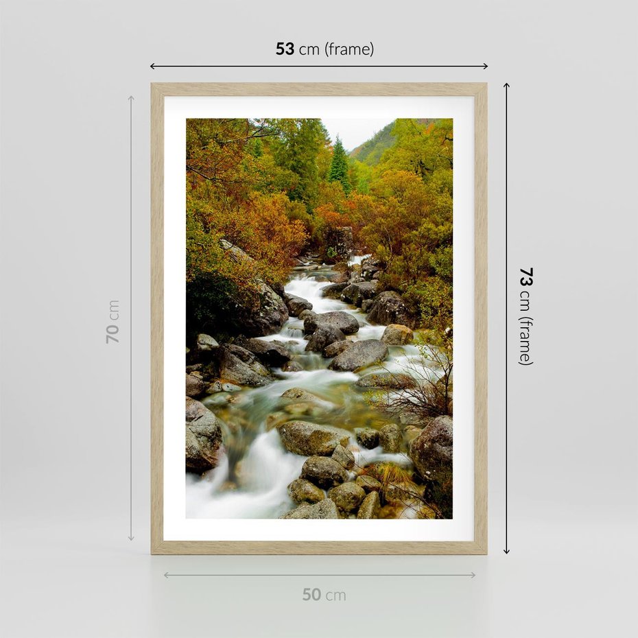 Plakat w ramie 50x70 - Śpiew Strumienia - strumień, górski - rama drewno