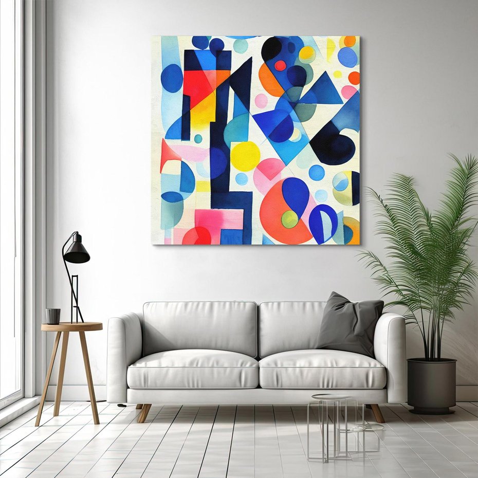 Obraz na płótnie 40x40 - Księga Akwarelowych Przeniknięć - abstrakcyjny obraz, różne kolorowe kształty