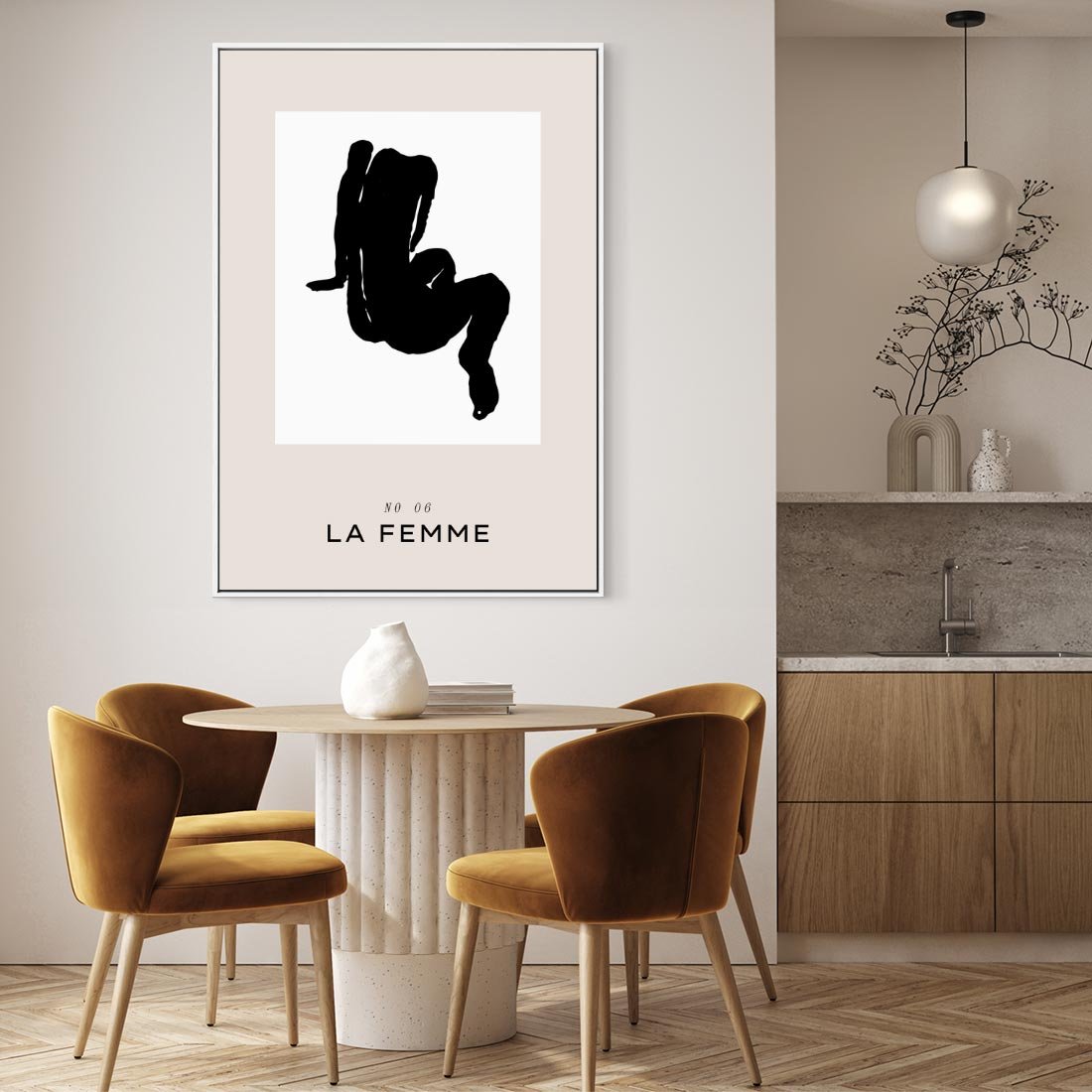 Obraz w ramie 80x120 - Boho Harmonia Stylu - abstrakcyjna sztuka, akt - rama biała