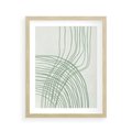 Plakat w ramie 40x50 - Migotliwa Spokojna Zieleń - zielony plakat, abstrakcyjne splątane linie - rama drewno
