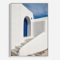 Obraz w ramie 80x120 - Powitanie Wyspy - Santorini, drzwi - rama biała