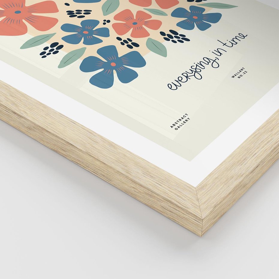 Plakat w ramie 30x40 - Kształtując Marzenia - kwiaty, nowoczesna abstrakcja - rama drewno