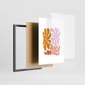 Plakat w ramie 30x40 - Rozbijające Refleksje - abstrakcyjne kolorowe kwiaty, minimlizm - rama czarna