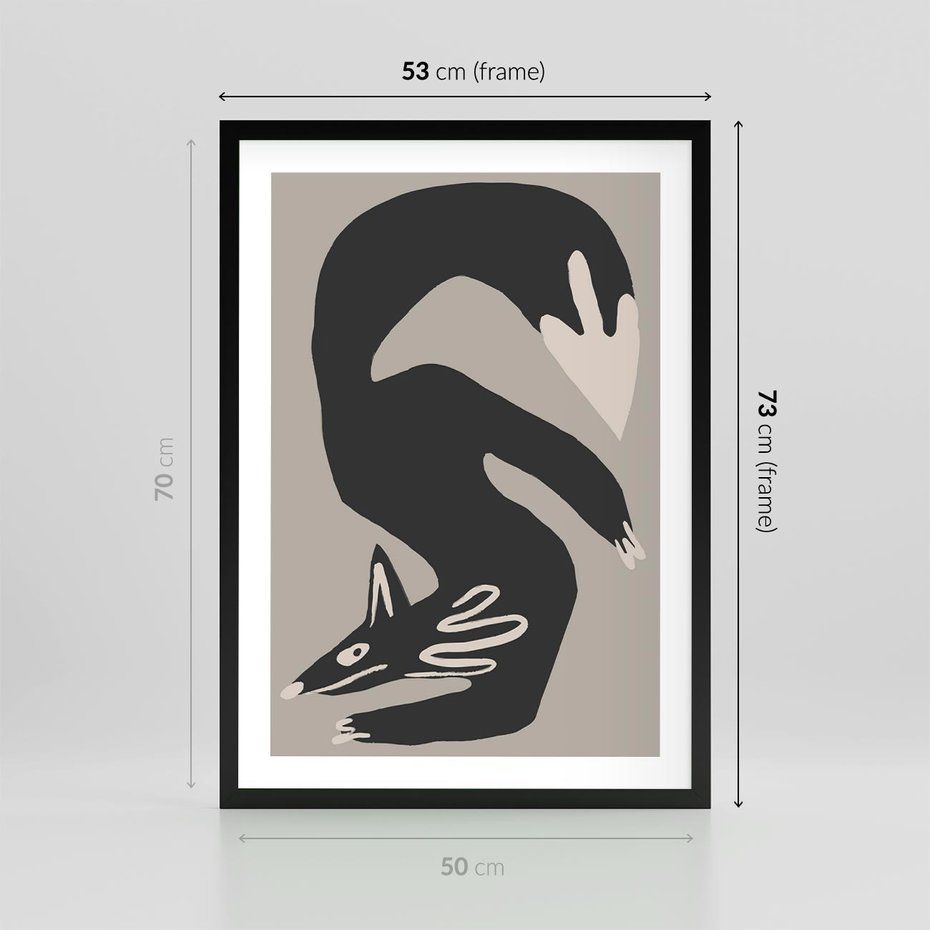 Plakat w ramie 50x70 - Ekspresja Skandynawskiego Światła - skandynawska sztuka, lis - rama czarna