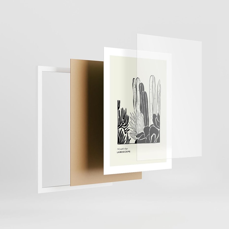 Plakat w ramie 30x40 - Boho Oaza - kaktusy, rośliny - rama biała