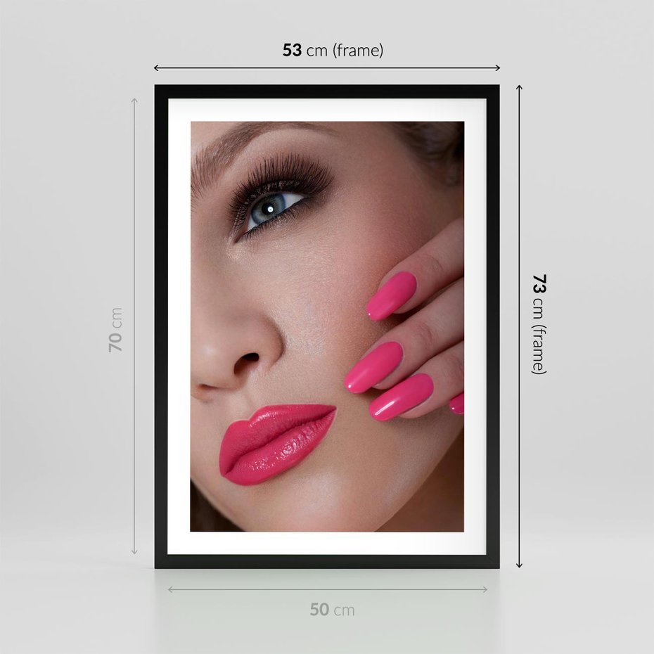 Plakat w ramie 50x70 - Usta, manicure, spa: kobieca harmonia - usta, manicure - rama czarna