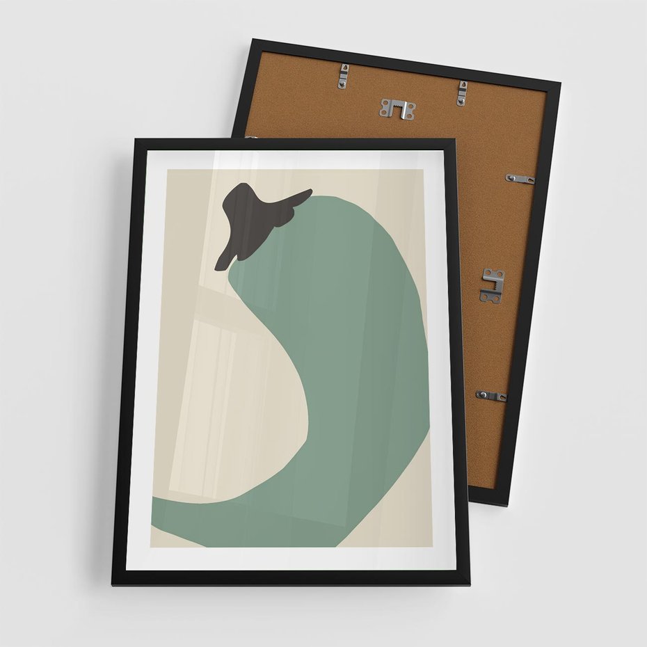 Plakat w ramie 50x70 - Granice Akwareli - abstrakcyjny minimalistyczny obraz, zielona papryczka - rama czarna