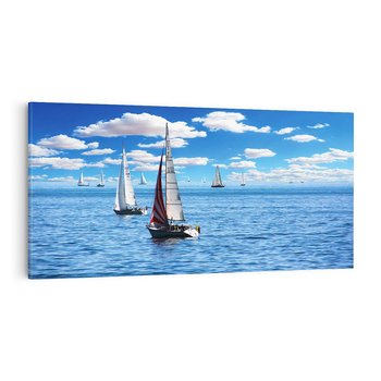Obraz na płótnie 120x60 - Łódki na morzu i niebo - łódki, morze