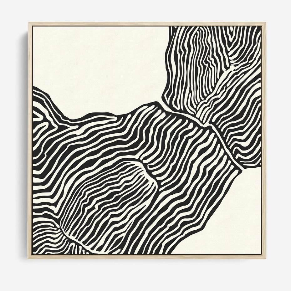 Obraz w ramie 50x50 - Migoczące Kontury - boho plakat, rycina - rama drewno