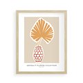 Plakat w ramie 40x50 - Kwiatowa Kreatywność - tropikalny liść w wazonie, typografia - rama drewno