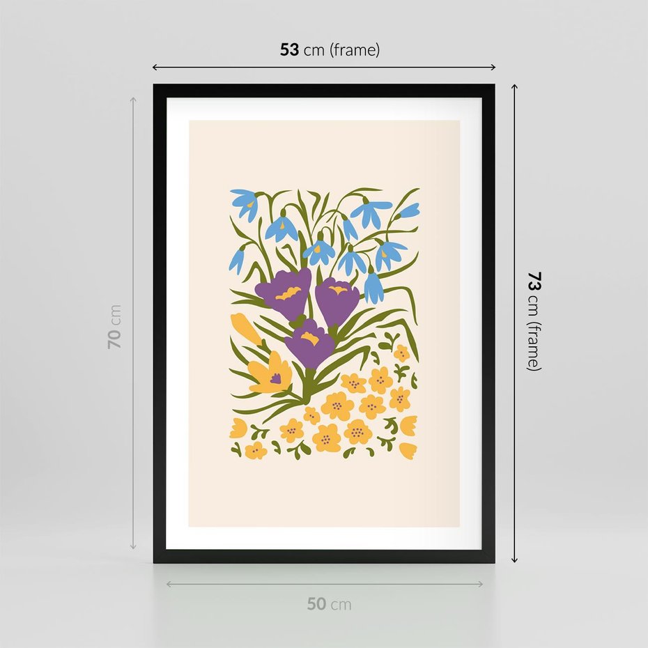 Plakat w ramie 50x70 - Kwiatowe Przenikanie - kwiaty, sztuka nowoczesna - rama czarna