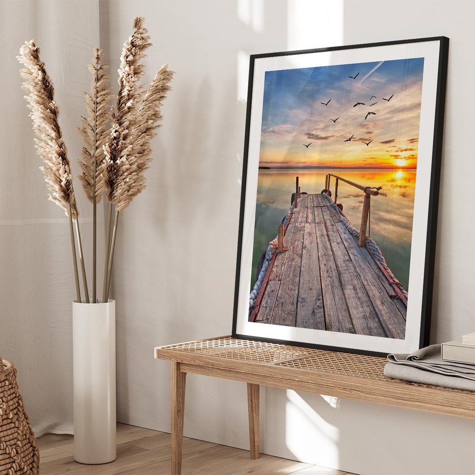 Plakat bez ramy 40x50 - Spokojny pomost nad jeziorem - pomost, jezioro