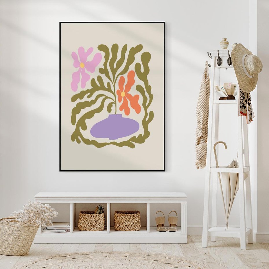 Obraz w ramie 70x100 - Kolorowe Echa - kwiaty, abstrakcja - rama czarna